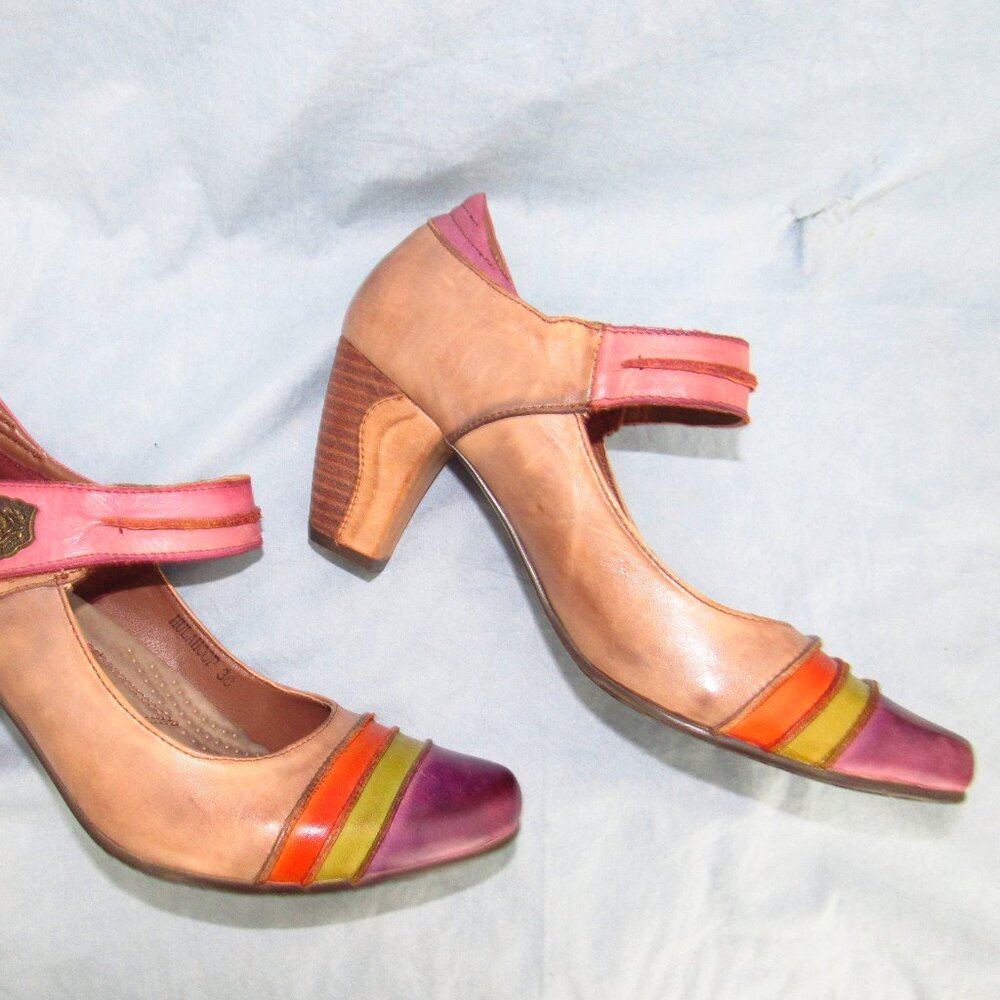 Spring Step “Hulahoop” Multi-Colored Leather Mary Janes (Eu Size 38; See Note) View 6